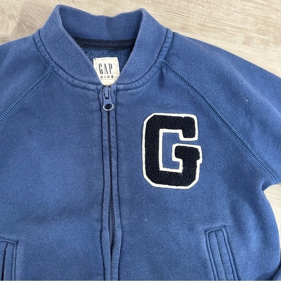 Gap Kids Blue G Letterman Zip Up Sweater jacket cotton toddler size 4-5 - Picture 2 of 6